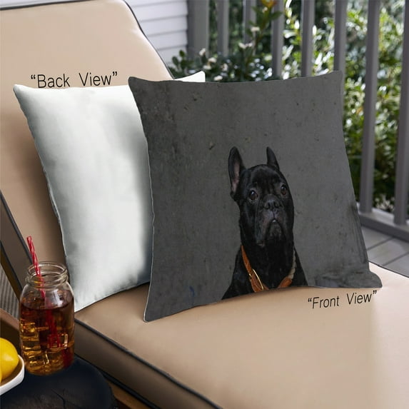 Ahgly Company Dogs Bulldog Outdoor Throw Pillow, 18 inch by 18 inch