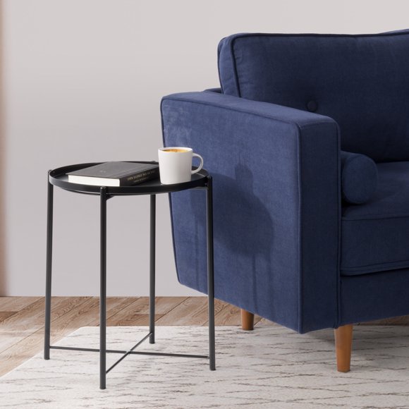 CorLiving Alana Black Metal Indoor End Table with Removable Tray