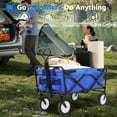 thumbnail image 2 of CL.HPAHKL Collapsible Wagon Cart, Lightweight Utility Grocery Wagon with Wheels Folding Beach Wagons with Two Drink Holders Portable Wagon with Adjustable Handle for Garden, Shopping (42In H, Blue), 2 of 8