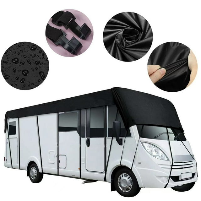 Plusieurs Options de Taille 1 Pce Couverture de Toit Robuste, Imperméable, Résistante à la Neige et aux Taches pour VR, Classe A/B/C, Véhicule Récréatif, Remorque de Voyage, Convient aux VR de 16 Pieds à 41 Pieds, Noir