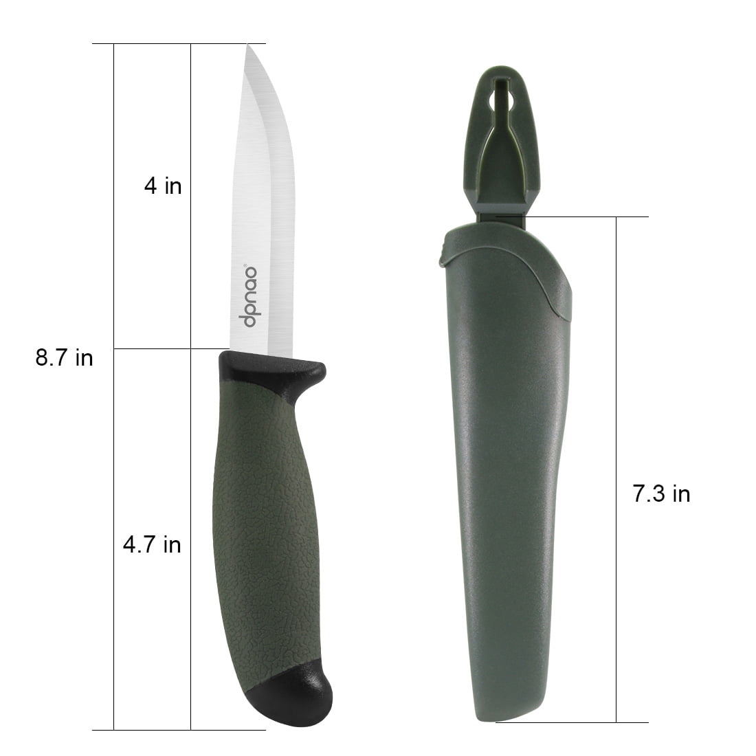 DPNAO Fixed Blade Knife with Sharp Stainless Steel Blade and Sheath for Outdoor Survival, Camping Hunting, Bushcraft and Tactical, 4 inch