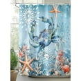 thumbnail image 2 of Crab Shower Curtain, Coral Starfish Ocean Coastal Waterproof Shower Curtain Set with 12 Hooks Lightweight Washable Fabric Shower Curtains for Bathroom 36x72 Inches, 2 of 6