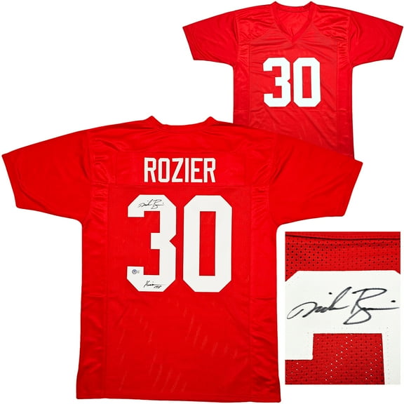 Nebraska Cornhuskers Mike Rozier Autographed Red Jersey "Heisman 1983" Beckett BAS QR 212608