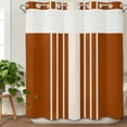 thumbnail image 3 of Burnt Orange Beige Striped No Hook Shower Curtain Waterproof,Bathroom Curtains with Snap in Liners and See Through Top Window,Modern Farmhouse Retro Lines Hotel Bathtub Curtains Shower 66"Wx72"L, 3 of 8