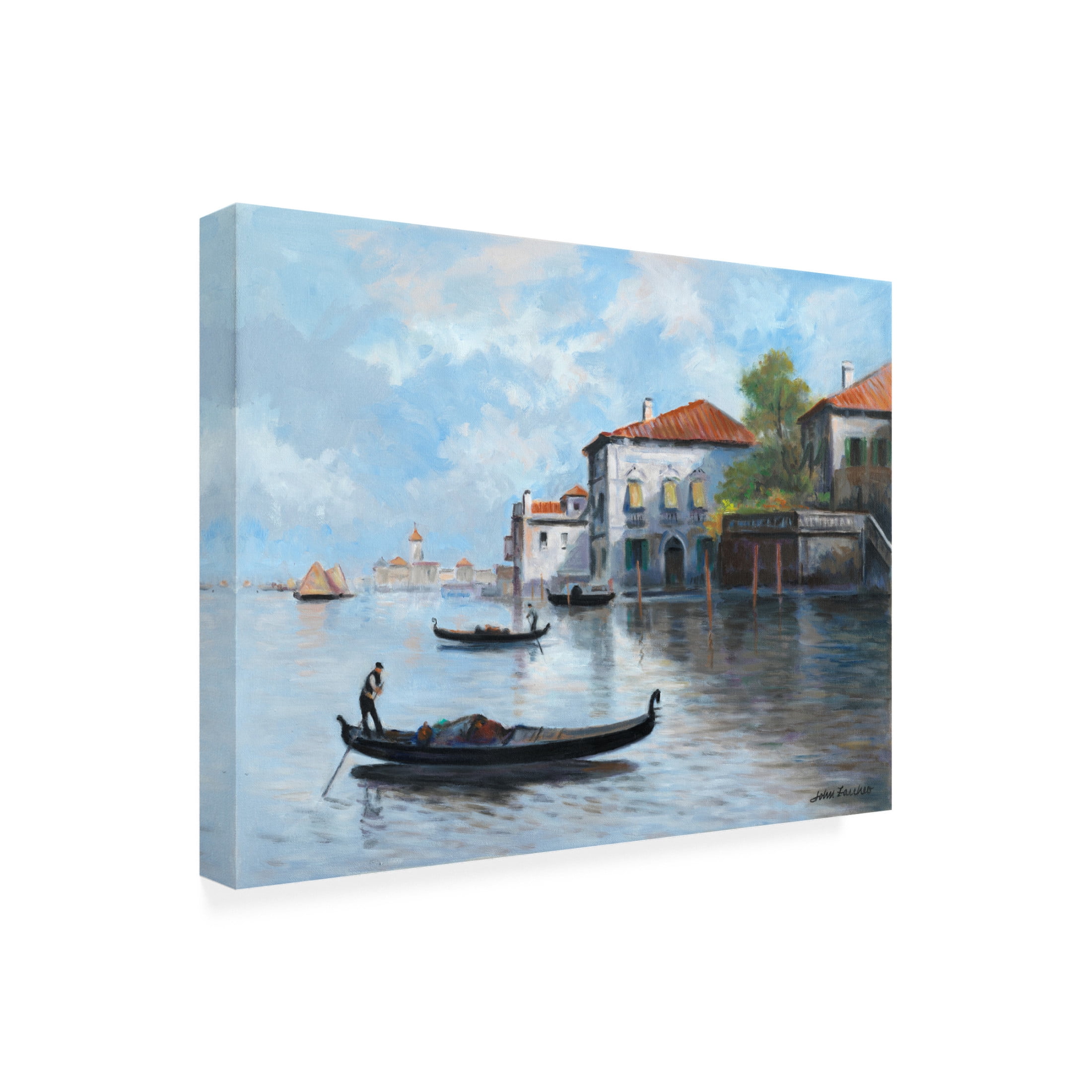 Canvas Wall Art - John Zaccheo 'Gondolas' Wall Art for Living Room, Bedroom, or Office Décor by Trademark Fine Art - 24 x 18 Inches