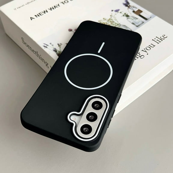 Magnetic Case for Samsung Galaxy S24 Plus - Compatible with Mag-Safe, Anti-Scratch Soft Microfiber Lining Slim Case Skin-Feel Protective Shockproof Cover for Samsung Galaxy S24 Plus, Blackwhite