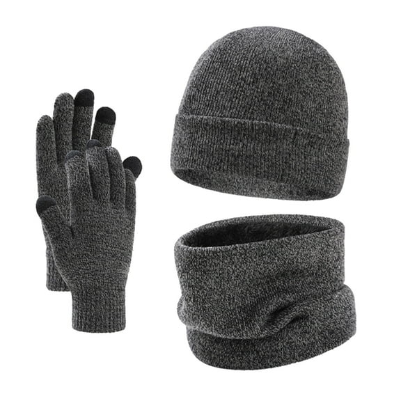 Bibifish Mens And Womens Hat Gloves Scarf Sets Solid Color Knitted Beanies Hat Gloves And Neck Warmer Comfy Cold Weather 3-Piece Sets