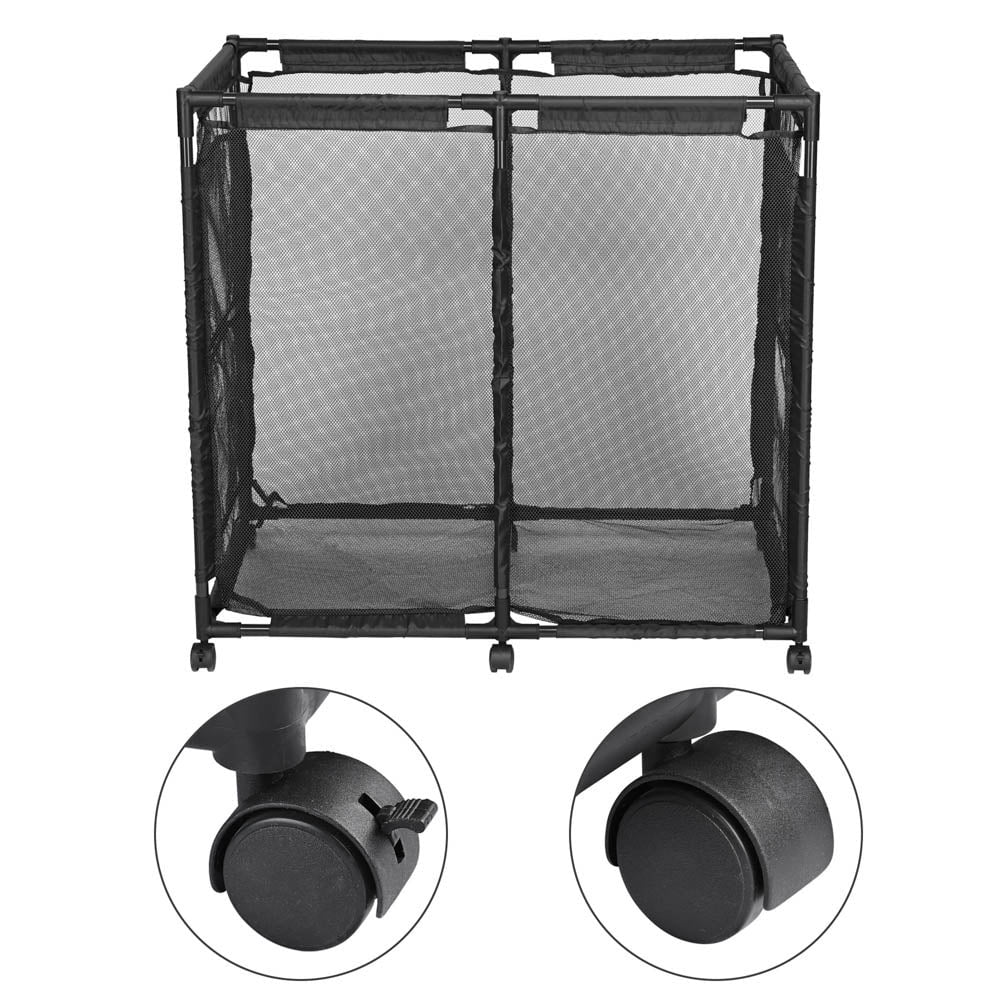 Yescom 37" Compact Rolling Pool Toy Storage Bin – Space-Saving Mesh Organizer with Side Pockets, Breathable Quick-Dry Fabric, and Locking Wheels in Blue