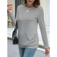 thumbnail image 2 of Long Sleeve Shirts for Women Tunic Tops for Women Loose Fit Dressy Crew Neck Pullover Basic Sweaters for Women Grey L, 2 of 8