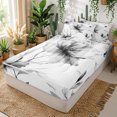 thumbnail image 3 of Erosebridal Gray Magnolia Zipper Twin Comforter Sets with Fitted Sheet and 2 Pillowcases for Girls, Watercolor Floral Plant Zipper Bedding Set, Gray Reversible, 4pcs, 3 of 7