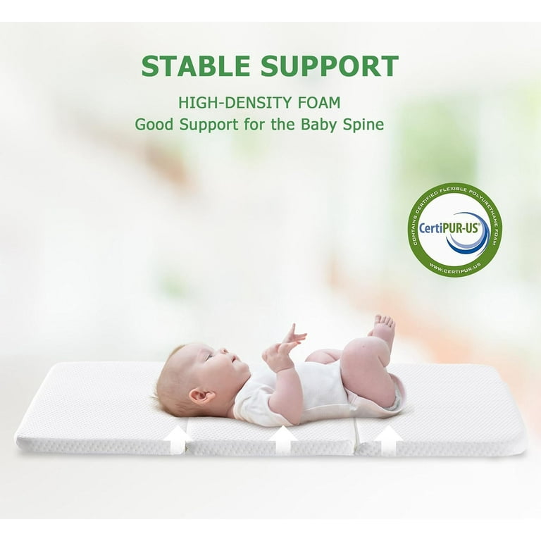 HBlife Tri Fold Playpen Mattress Portable Waterproof Toddler Crib Foam Mattress with Washable Cover Storage Bag Walmart
