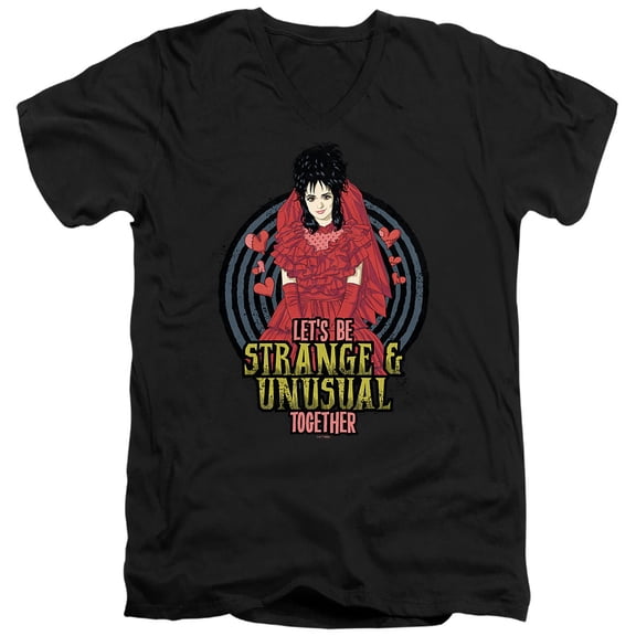Beetlejuice Valentine Unusual Together Unisex Adult V-Neck T Shirt (Small) Black