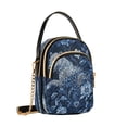 thumbnail image 2 of Shoulder Handbag Women's Crossbody Handbags 5.91x3.15x8.27 Inch Bank Card Bag Cash Bag Key Bag Dark Blue Flowers and Leopards, 2 of 7