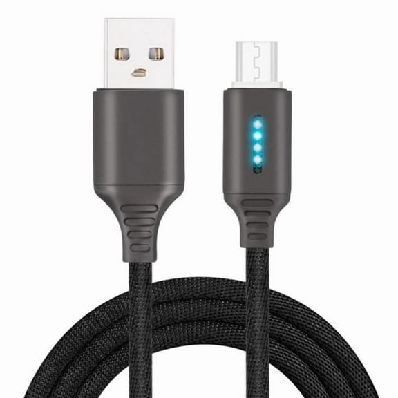 Metal USB to USB C/V8 Cable Charging Cable with LED Light Fast Charging Power Delivery Cable for Phone Tablet Laptop