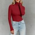 thumbnail image 3 of Long Sleeve Shirts for Women Fall Winter Basic Undershirt Turtleneck Slim Fit Plain Blouse Tunic Tops, 3 of 6
