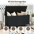 thumbnail image 6 of Costway 85 Gallon Rattan Deck Box with Waterproof Liner Universal Wheels & Gas Strut Black, 6 of 10