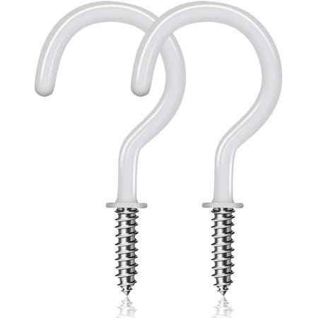 

20 Pack Ceiling Hooks for Hanging Plants 2 Inch Vinyl Coated Screw Hooks Multi-Function Hanging Hooks Heavy Duty Cup Hooks Screw in Indoor & Outdoor Use - White