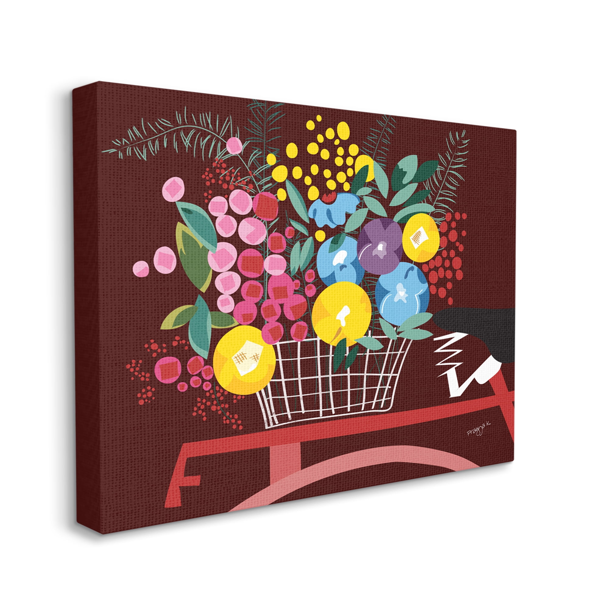 Stupell Industries Modern Flower Basket Botanical & Floral Painting Gallery Wrapped Canvas Art Print Wall Art, 30 x 24