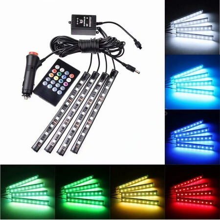 Rgb Led Strip Controller - 4Pcs RGB LED Light Strip 20 Key Remote Controller for Flexible RGB LED Strip Light Lamp Car Interior Accessories, Colorful