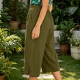 thumbnail image 5 of Cagogo Women's Capri Pants Elastic Waist Loose Casual Cropped Pants with Pockets Beach Lounge Trousers Summer Work Clothing, Army Green 2XL, 5 of 6
