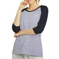thumbnail image 2 of TheLovely Women's Round Neck Raglan 3/4 Sleeve Baseball Tee Shirts Jersey Top, 2 of 3