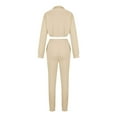 thumbnail image 5 of Scyoekwg Womens Athletic Sets 2 Piece Outfits Zipper Stand Collar Long Sleeve Tops Wide Legs Pants Sports Outfits Loose Casual Solid Color Fashion Comfortable Fall Outfits Tracksuit Set (Beige,L), 5 of 6
