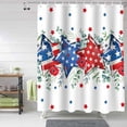 thumbnail image 2 of 4th of July Shower Curtain Patriotic Star American Flag Shower Curtains for Bathroom Decor Independence Day Eucalyptus Leaves Memorial Bath Curtains Sets with Hooks Waterproof Extra Long 72"x84", 2 of 5
