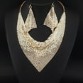 thumbnail image 4 of harmtty 2Pcs/Set Women Triangular Scarf Sequins Charm Statement Bib Necklace Earrings,Silver, 4 of 8