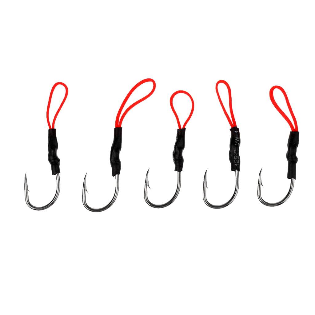 Details about   5 Pieces 2/0 Jig Hook Fishing Hooks Worm Hooks Assist Hooks with Line 