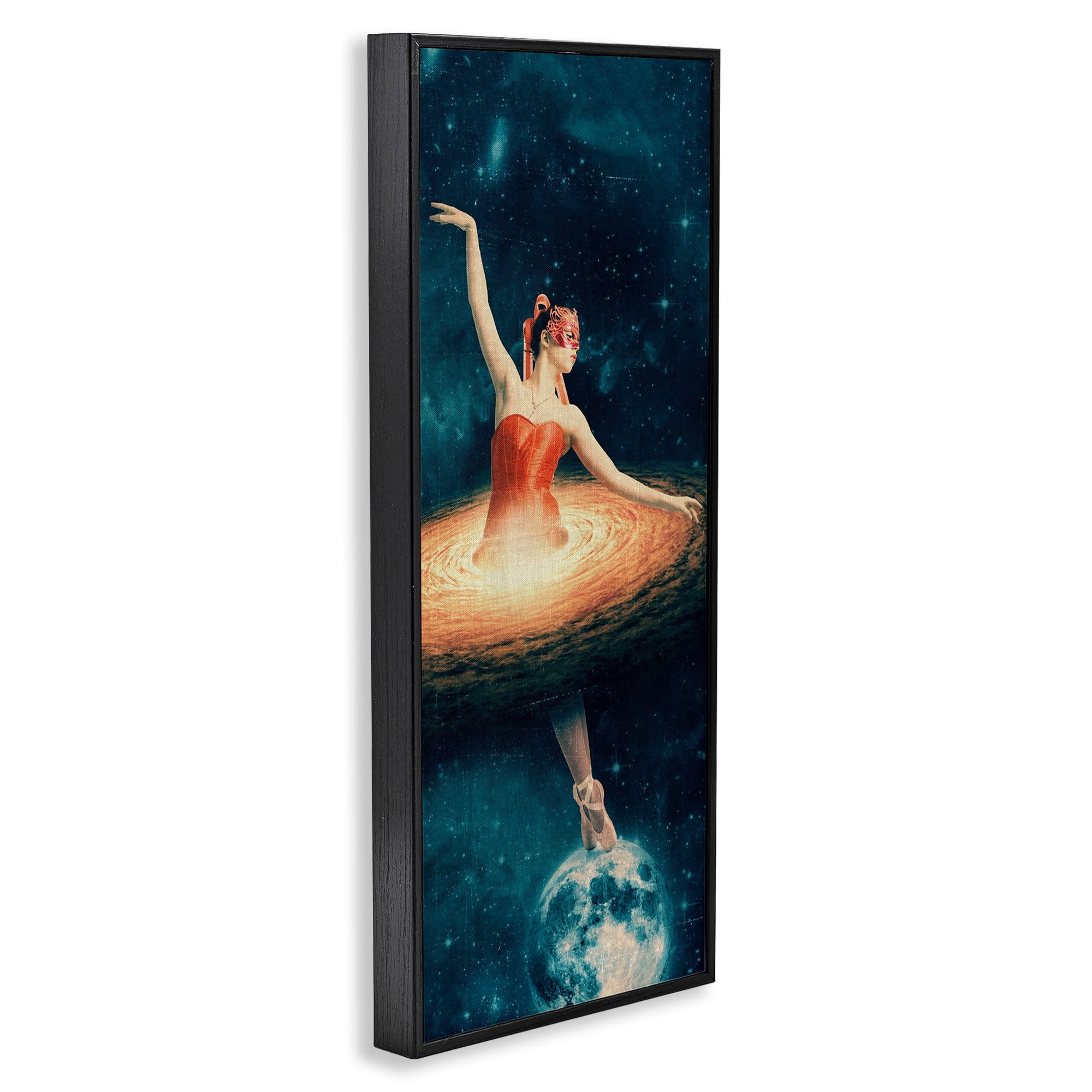 Stupell Industries Dancing Ballerina Red Nebula Dress Moon Outer Space Framed Wall Art, 13 x 30, Design by Paula Belle Flores