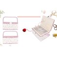 thumbnail image 1 of Sewing Basket with Pink Fabric Craft Thread Needle Vintage Sewing Basket Household Design Sewing Tool Storage Box with Removable Tray Builtin Pin Cushion and Interior Pocket, 1 of 9