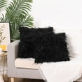 thumbnail image 6 of Unique Bargains Faux Fluffy Zipper Closure Cushion Covers Throw Pillow Covers (2 Count) Black 18" x 18", 6 of 6