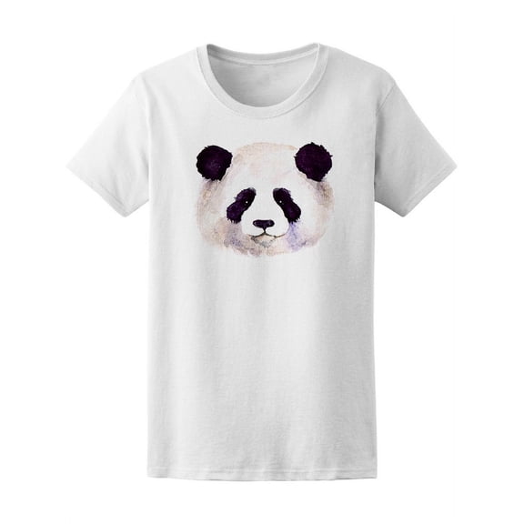 Hand Painted Panda Face Tee Women's - Women T-Shirt, Large