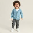 thumbnail image 6 of HNMKIU Classic V-Neck Button Front Cardigan Knit Sweater for Girls and Boys Comfortable Open Front Coat for Kids Cardigan Sweater Z01_Light Blue,2-3Years, 6 of 8