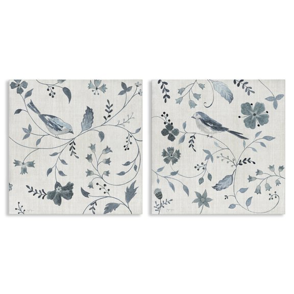 Stupell Industries Shabby Chic Natural Birds & Branches 2pc Canvas Art Set, 17 x 17 each, by Janet Tava