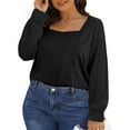 thumbnail image 4 of UVN Blouses for Women Square Neck Long Sleeve Shirts Dressy Casual Tunic Tops, 4 of 9