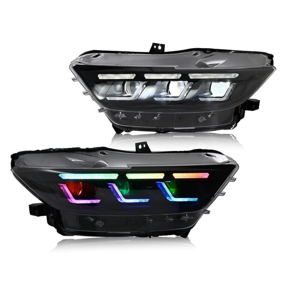 Headlights for Mustang 2015-2017 all Models Headlamps RGB
