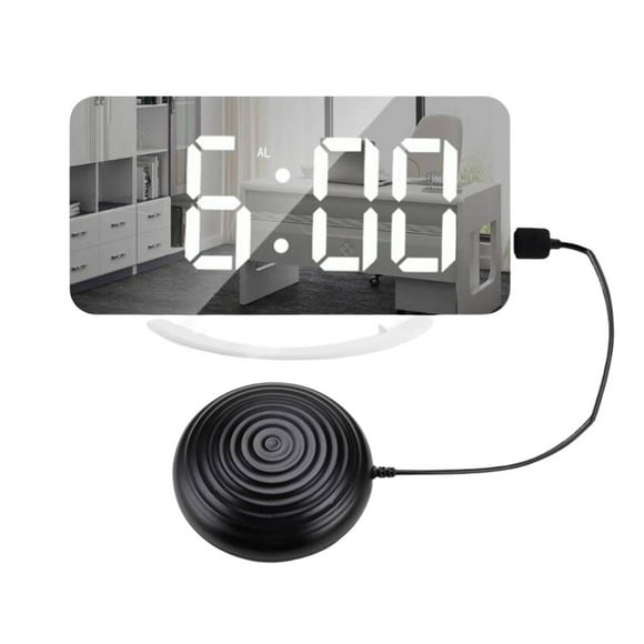 Reloj despertador de 12/24 tiempo tiempo de tiempo de tiempo de , reloj vibrador, pantalla LED grande, brillo ajustable, reloj de para personas con d