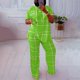 thumbnail image 5 of Conjunto Corto para las Mujeres Casual Suelto Impreso Pantalones de Bolsillo Y Blusa de Manga Corta, Cuello Redondo Conjunto para Diario, 5 of 6