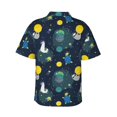 thumbnail image 3 of Fotbe Space and Animals Hawaiian Shirt for Men Unisex Summer Beach Casual Short Sleeve Cotton Linen Button Down Shirts-Medium, 3 of 9