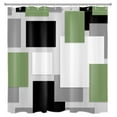 thumbnail image 3 of Black and White Geometric Shower Curtain Decor, Abstract Mid Century Modern Green Gray Shower Curtains for Bathroom Polyester Fabric Bathroom Decoration Curtains with 12 Hooks,72X78 inch, 3 of 7