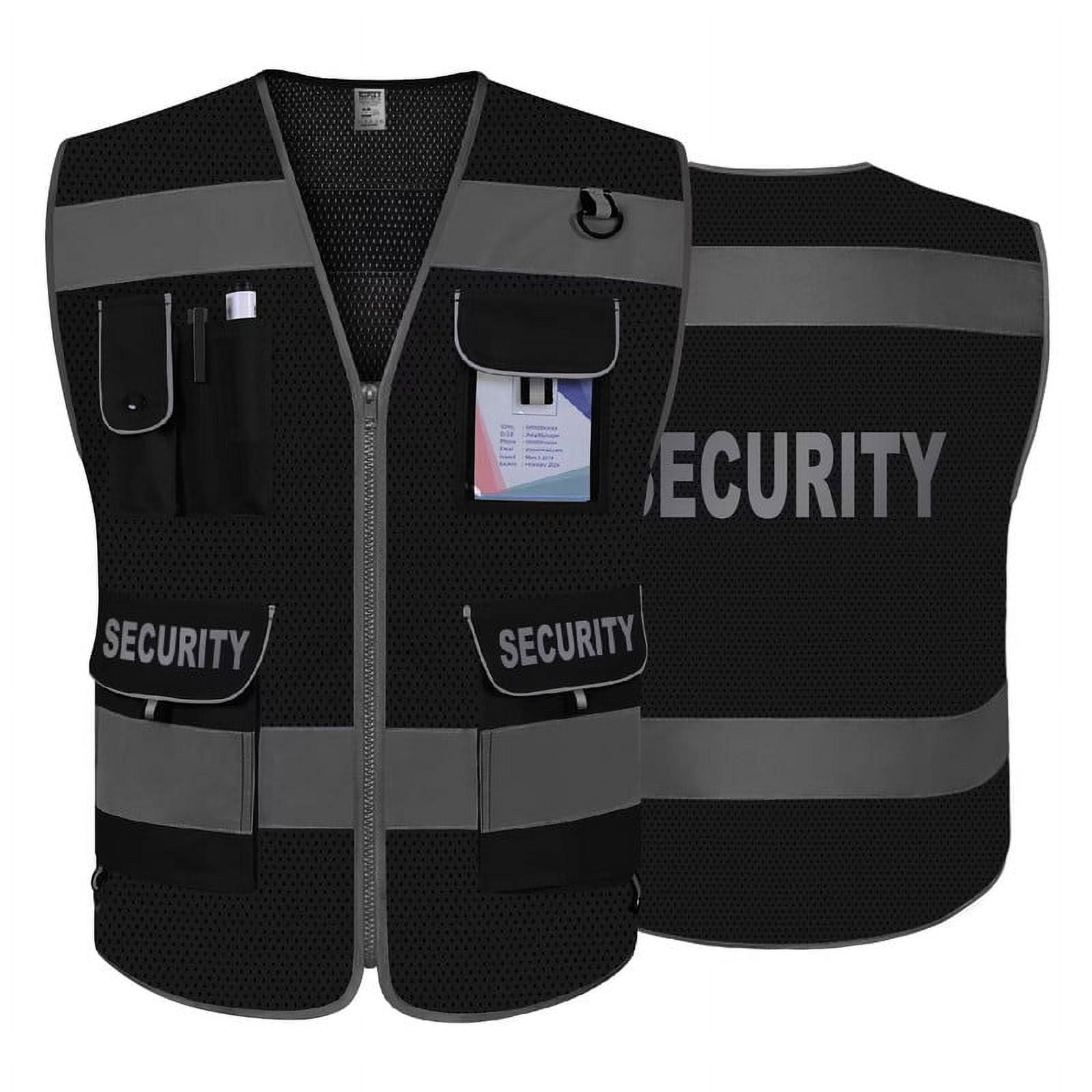 TCCFCCT Mesh Security Vest for Security Guard 9 Pockets High
