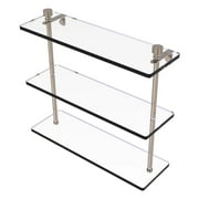 Foxtrot Collection Triple Tiered Glass Shelf - Antique Pewter / 16 Inch