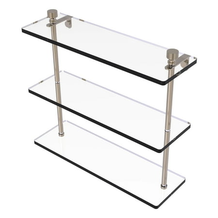 Foxtrot Collection Triple Tiered Glass Shelf - Antique Pewter / 16 Inch
