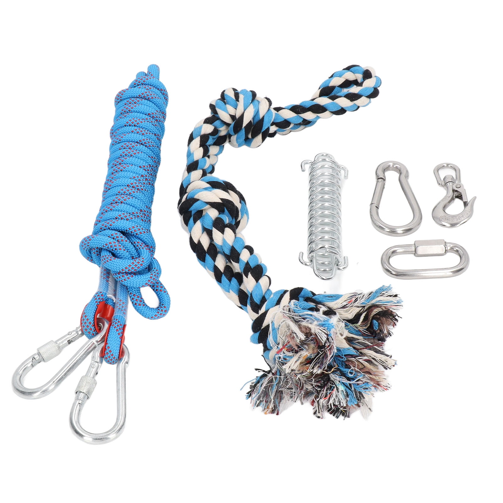 Riousery Spring Pole Dog Toy 360 Degree Rotating Muscle Builder Interactive Puppy Tug Rope Toy for Indoor Outdoor, Blue (16.4ft / 5m)
