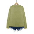 thumbnail image 2 of Women's Olive Green Cat Graphic Crewneck Sweater – Relaxed Long-Sleeve Knit Pullover-Green, 2 of 4