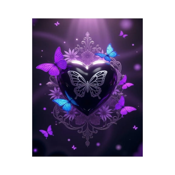 Paint by Numbers Kit for Adults, Purple Heart Butterflies Design Paint by Numbers, Easy Paint by Numbers Kit for Adults Beginner, DIY Adult Paint by Number Kits on Canvas, 12x16in Home Decor