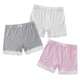 thumbnail image 3 of YONGHS Kids Girls 3 Pack Bike Shorts Solid Color Dance Gym Yoga Sports Bike Shorts White&Pink&Gray 7-8, 3 of 5