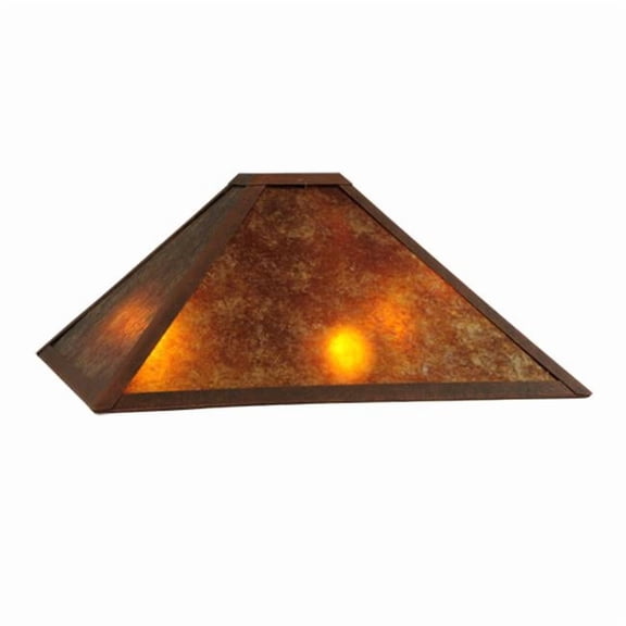 Meyda 140283 16.25 in. Square Mission Prime Shade, Antique Rust & Amber Mica