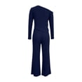 thumbnail image 2 of BRELIL Women Two Piece Sets Cold Shoulder Long Sleeve Tops Wide Leg Pants Casual Lounge Matching Set Solid Basic Pullover Outfits Travel Vacation Loungewear, Navy 2XL, 2 of 8
